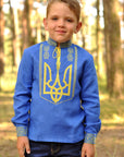 Patriotic boys’ vyshyvanka in blue and yellow with stand collar