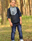 Exclusive boys’ Ukrainian-style vyshyvanka with bandura-inspired embroidery