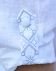 Men's wedding shirt with White on White embroidery