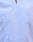 White Linen Men’s Vyshyvanka with White-on-White Geometric Embroidery
