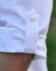 White Linen Men’s Vyshyvanka with White-on-White Geometric Embroidery