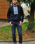 Men's Sweatshirt in Natural Knitted Fabric with Embroidery – Stylish and Comfortable