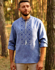 Embroidered men's shirt in denim style