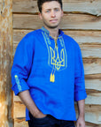 Men's embroidered shirt "Trident" with Ukrainian coat of arms