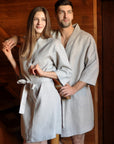 Men's Linen Robe – Natural Khaki Color, 100% Linen with Belt