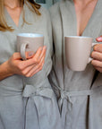 Women's Linen Robe – Natural Khaki Color, 100% Linen with Belt