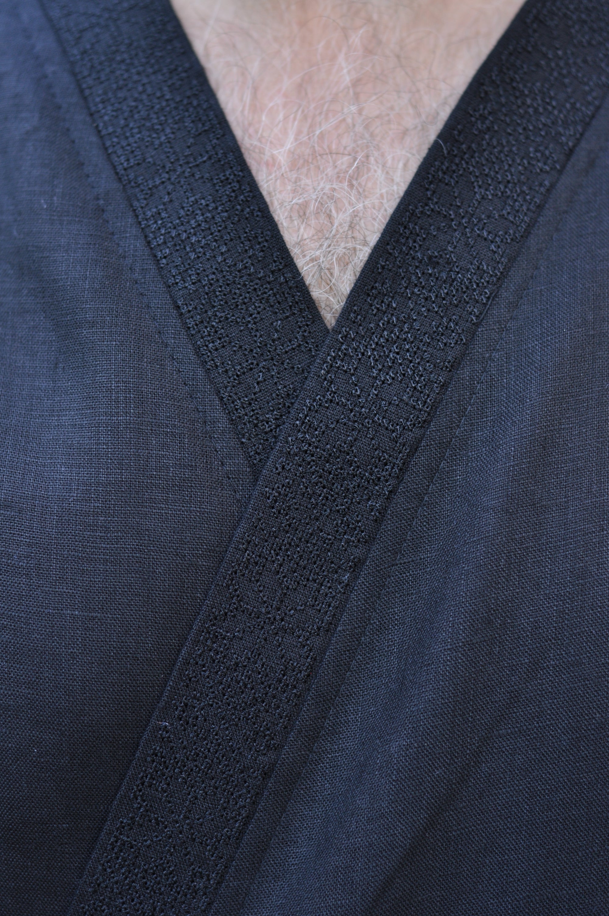 Men’s Black Linen Kimono Set with Relaxed Pants