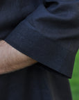 Men’s Black Linen Kimono Set with Relaxed Pants