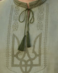 Vyshyvanka for man with the emblem of Ukraine in khaki color