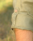 Vyshyvanka for man with the emblem of Ukraine in khaki color