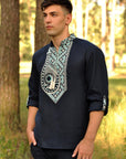 Exclusive ukrainian embroidered men`s shirt - vyshyvanka Bandura