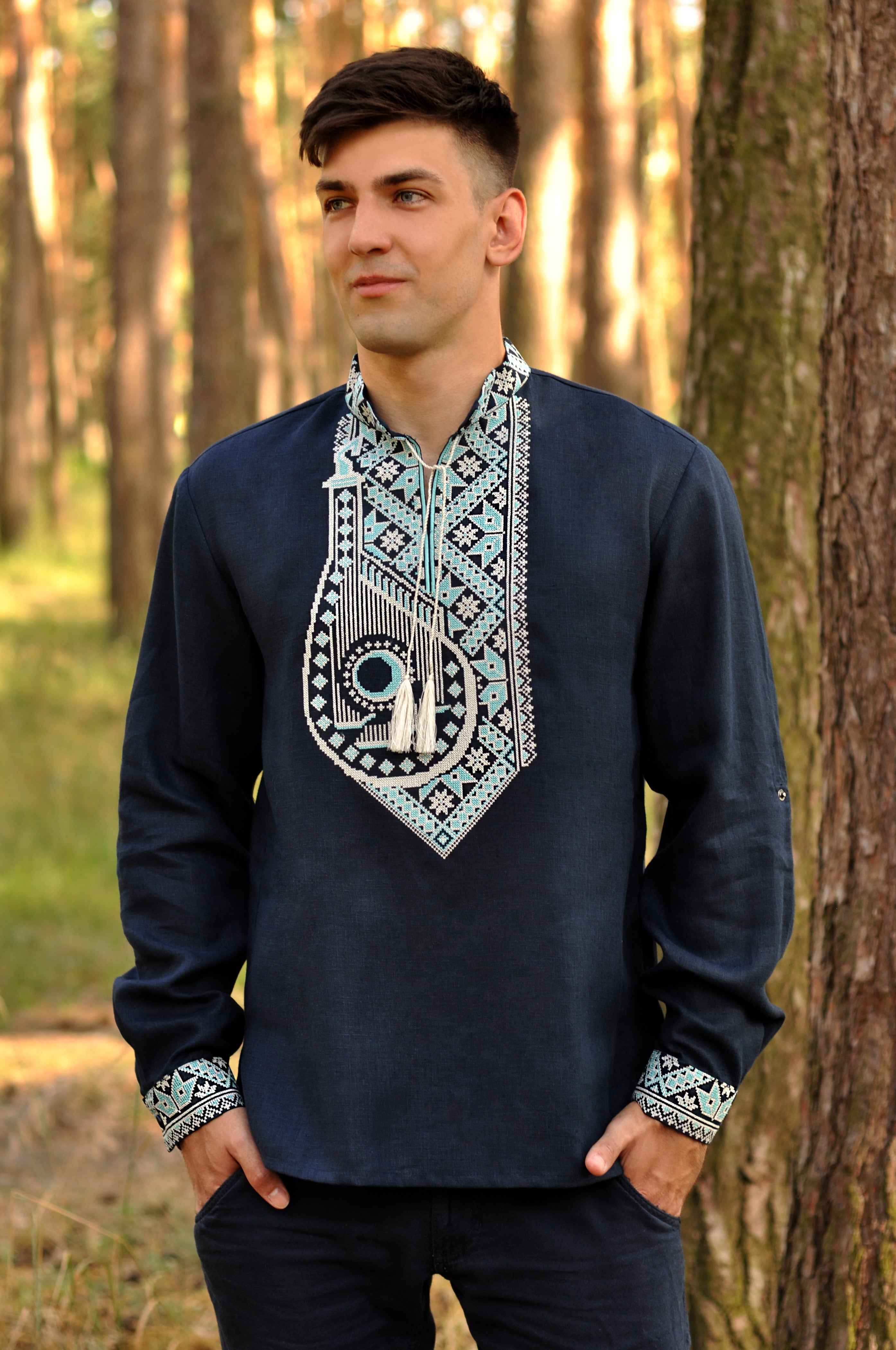 Linen embroidered shirt on sale vyshyvanka for man, Ukrainian Embroidered Shirt For Man, 100% linen