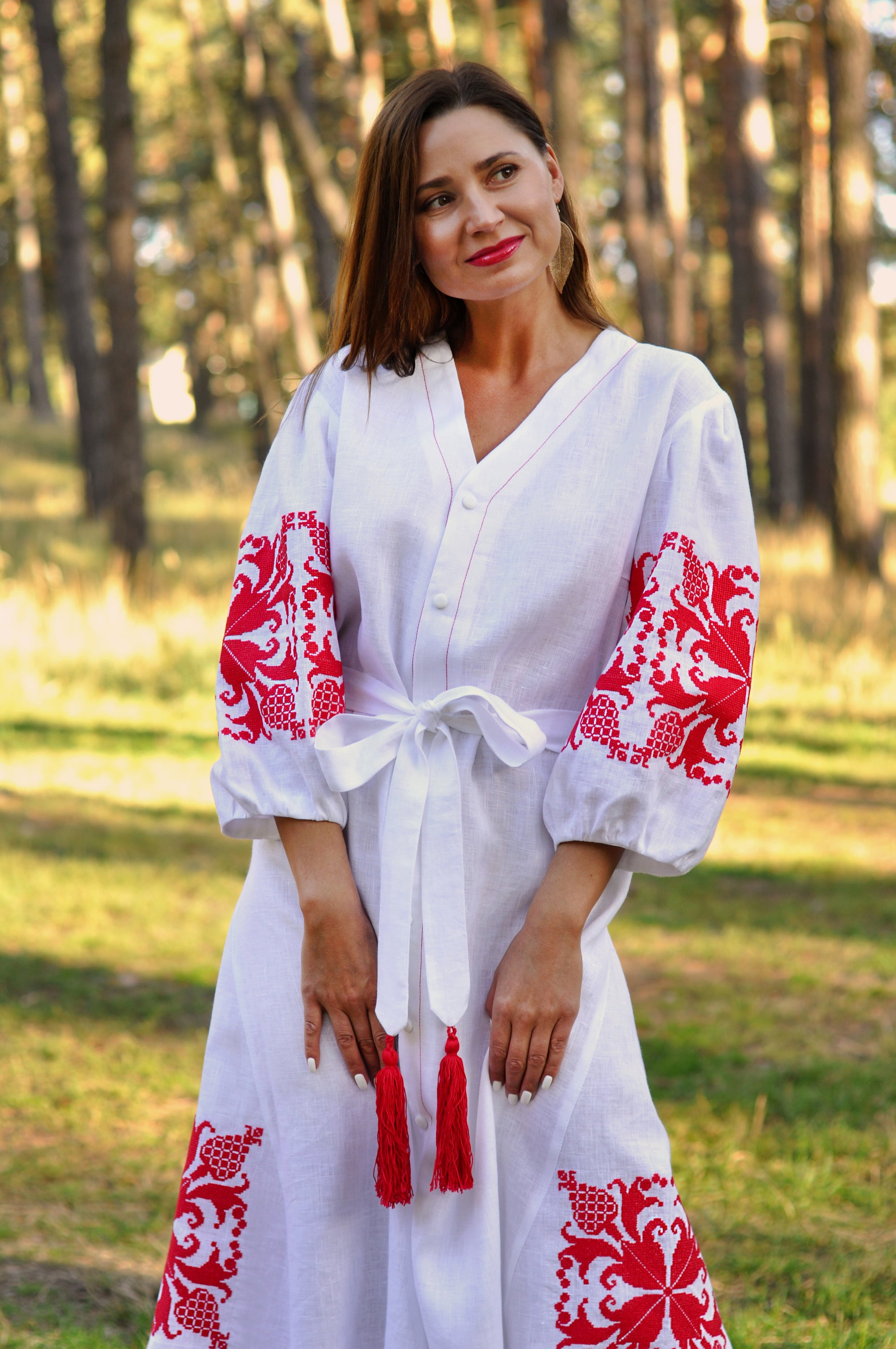 White Linen Wrap Dress