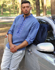 Embroidered denim style men shirt