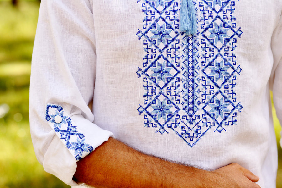 White embroidered men's shirt