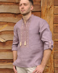 Embroidered men's shirt with slavic ornaments