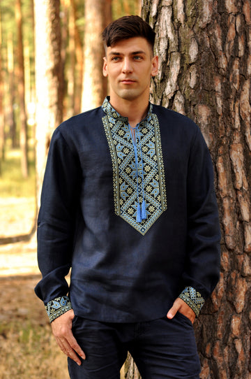 Modern embroidered men's shirt