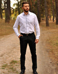 Classic embroidered wedding white shirt for an elegant man