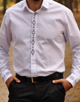 Classic embroidered wedding white shirt for an elegant man