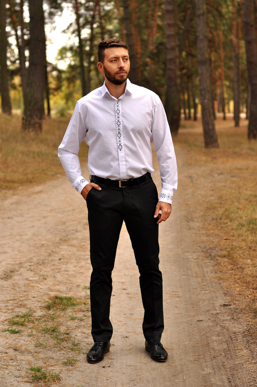 Classic embroidered wedding white shirt for an elegant man